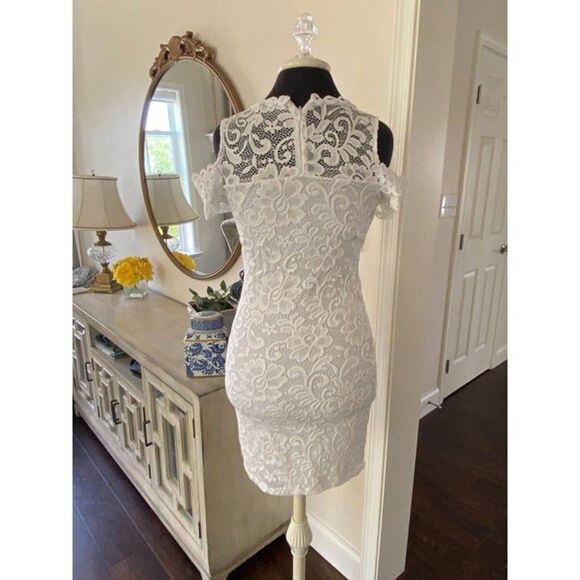 White Lacey Cocktail/Homecoming Dress (Small) - Picture 3 of 3